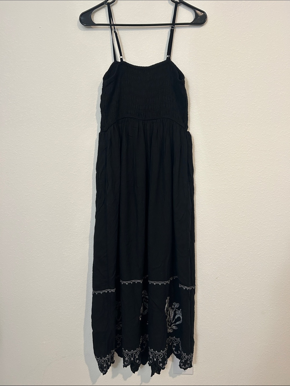 Universal Thread Black Girls' Smocked Maxi Dress with Embroidered Hem